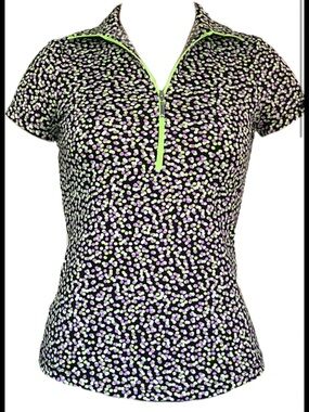 JOFIT Vibrant Pattern Polo w/ Lime Trim Size Medium